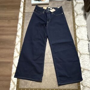 Levi's Women's Dark Wash Blue Denim Wide-Leg High Rise Stretch Jeans 30 x 30